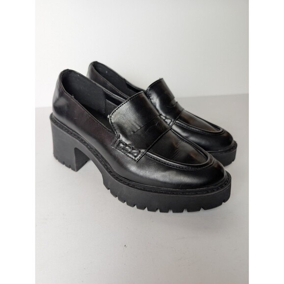 Universal Thread Shoe Womens Sz 8.5 Chunky Block Heel Slip On Black Y2K Academia - Picture 1 of 12